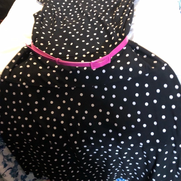 Anne Klein MIDI Sleeveless Dress Dry Cleaned After Wore Navy Blue w/ white dots - Picture 4 of 7